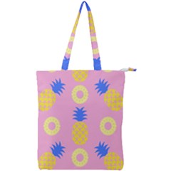 Pop Art Pineapple Seamless Pattern Vector Double Zip Up Tote Bag by Sobalvarro