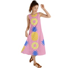 Pop Art Pineapple Seamless Pattern Vector Summer Maxi Dress by Sobalvarro