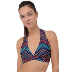 Ethnic  Halter Plunge Bikini Top