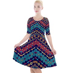 Ethnic  Quarter Sleeve A-Line Dress