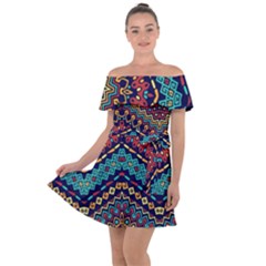 Ethnic  Off Shoulder Velour Dress by Sobalvarro