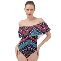 Ethnic  Off Shoulder Velour Bodysuit  by Sobalvarro