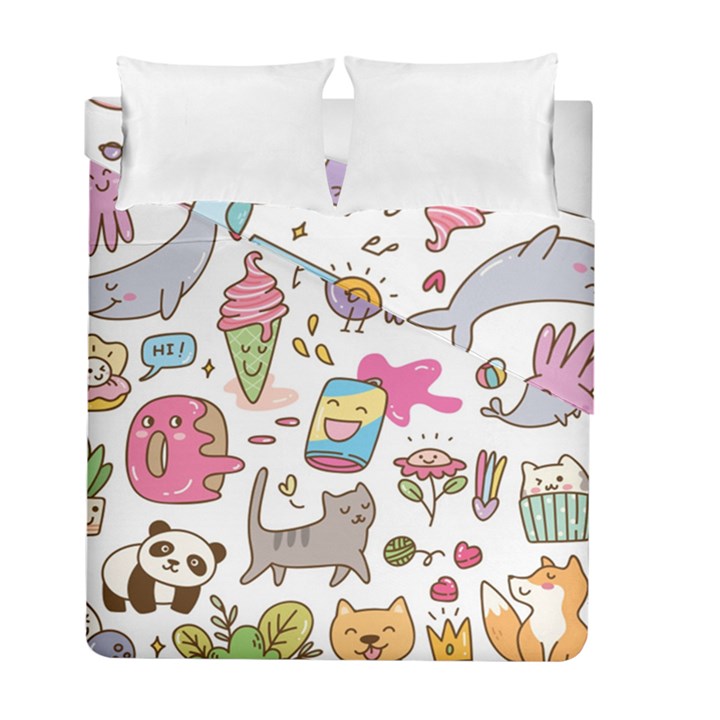 Set Kawaii Doodles Duvet Cover Double Side (Full/ Double Size)