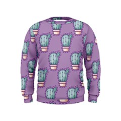 Seamless Pattern Patches Cactus Pots Plants Kids  Sweatshirt by Vaneshart