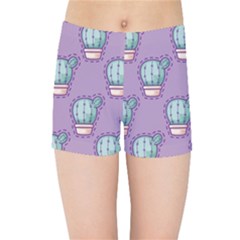 Seamless Pattern Patches Cactus Pots Plants Kids  Sports Shorts by Vaneshart