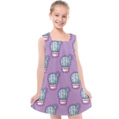 Seamless Pattern Patches Cactus Pots Plants Kids  Cross Back Dress by Vaneshart