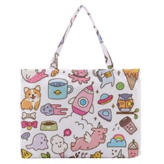 Set Kawaii Doodles Zipper Medium Tote Bag by Vaneshart