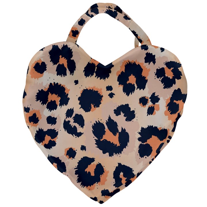 Leopard Pattern Funny Drawing Seamless Pattern Giant Heart Shaped Tote