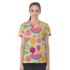 Seamless Pattern With Fruit Vector Illustrations Gift Wrap Design Women s Cotton Tee