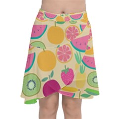 Seamless Pattern With Fruit Vector Illustrations Gift Wrap Design Chiffon Wrap Front Skirt by Vaneshart