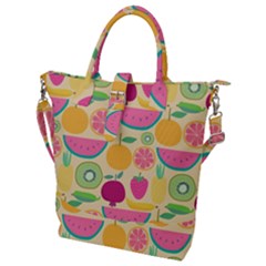 Seamless Pattern With Fruit Vector Illustrations Gift Wrap Design Buckle Top Tote Bag