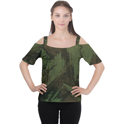 Camouflage Brush Strokes Background Cutout Shoulder Tee by Vaneshart