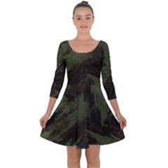 Camouflage Brush Strokes Background Quarter Sleeve Skater Dress by Vaneshart