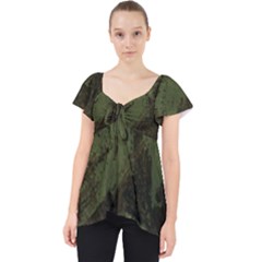 Camouflage Brush Strokes Background Lace Front Dolly Top by Vaneshart