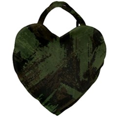 Camouflage Brush Strokes Background Giant Heart Shaped Tote