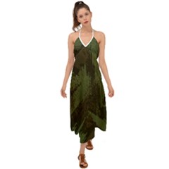 Camouflage Brush Strokes Background Halter Tie Back Dress  by Vaneshart