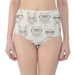 Seamless Pattern Hand Drawn Cats With Hipster Accessories Classic High-waist Bikini Bottoms by Vaneshart