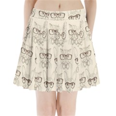 Seamless Pattern Hand Drawn Cats With Hipster Accessories Pleated Mini Skirt by Vaneshart