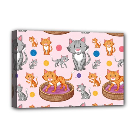 Cat Seamless Pattern Deluxe Canvas 18  x 12  (Stretched)