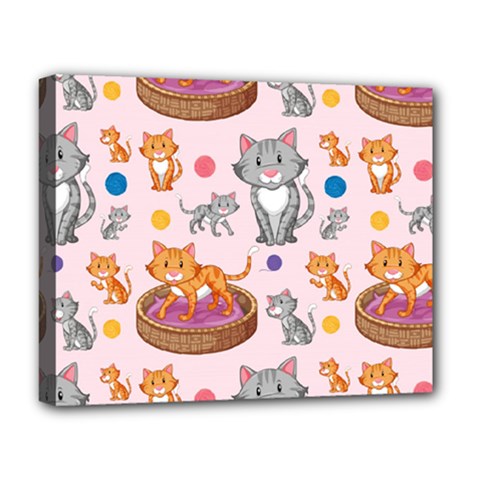 Cat Seamless Pattern Deluxe Canvas 20  X 16  (stretched)