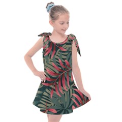 Trending Abstract Seamless Pattern With Colorful Tropical Leaves Plants Green Kids  Tie Up Tunic Dress by Vaneshart