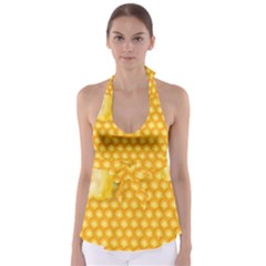Abstract Honeycomb Background With Realistic Transparent Honey Drop Babydoll Tankini Top by Vaneshart