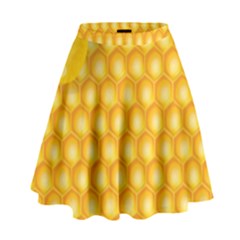 Abstract Honeycomb Background With Realistic Transparent Honey Drop High Waist Skirt
