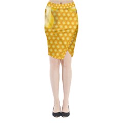 Abstract Honeycomb Background With Realistic Transparent Honey Drop Midi Wrap Pencil Skirt by Vaneshart