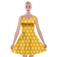 Abstract Honeycomb Background With Realistic Transparent Honey Drop Velvet Skater Dress by Vaneshart
