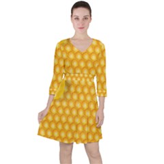 Abstract Honeycomb Background With Realistic Transparent Honey Drop Ruffle Dress by Vaneshart