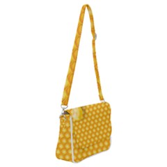 Abstract Honeycomb Background With Realistic Transparent Honey Drop Shoulder Bag With Back Zipper by Vaneshart