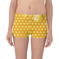 Abstract Honeycomb Background With Realistic Transparent Honey Drop Reversible Boyleg Bikini Bottoms by Vaneshart