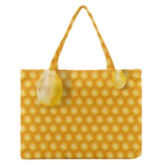 Abstract Honeycomb Background With Realistic Transparent Honey Drop Zipper Medium Tote Bag