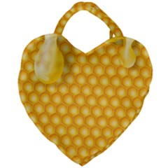 Abstract Honeycomb Background With Realistic Transparent Honey Drop Giant Heart Shaped Tote by Vaneshart