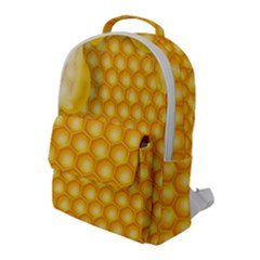 Abstract Honeycomb Background With Realistic Transparent Honey Drop Flap Pocket Backpack (large) by Vaneshart