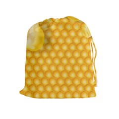 Abstract Honeycomb Background With Realistic Transparent Honey Drop Drawstring Pouch (xl)