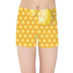 Abstract Honeycomb Background With Realistic Transparent Honey Drop Kids  Sports Shorts by Vaneshart