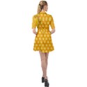 Abstract Honeycomb Background With Realistic Transparent Honey Drop Belted Shirt Dress View2