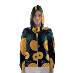 Seamless Pattern Pineapple Pattern Women s Hooded Windbreaker by Vaneshart
