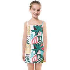 Abstract Seamless Pattern With Tropical Leaves Kids  Summer Sun Dress