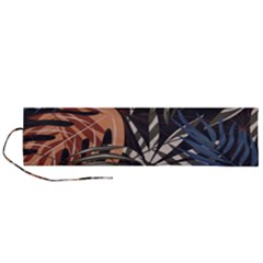Trend Seamless Pattern With Colorful Tropical Leaves Plants Brown Background Roll Up Canvas Pencil Holder (l) by Vaneshart