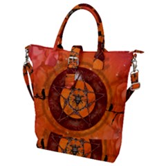 Awesome Skull On A Pentagram With Crows Buckle Top Tote Bag by FantasyWorld7