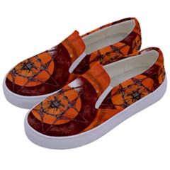 Awesome Skull On A Pentagram With Crows Kids  Canvas Slip Ons by FantasyWorld7