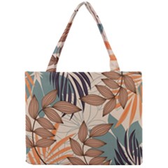 Trend Abstract Seamless Pattern With Colorful Tropical Leaves Plants Beige Mini Tote Bag