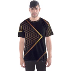 Black Arrow Gold Line Hexagon Mesh Pattern Men s Sports Mesh Tee