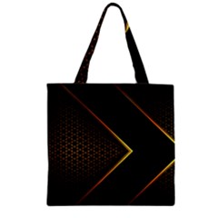 Black Arrow Gold Line Hexagon Mesh Pattern Zipper Grocery Tote Bag