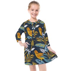 Birds Nature Design Kids  Quarter Sleeve Shirt Dress by Vaneshart