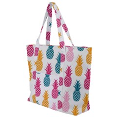 Tropic Fruit Pineapple Seamless Pattern Design Vector Illustration Zip Up Canvas Bag by Vaneshart