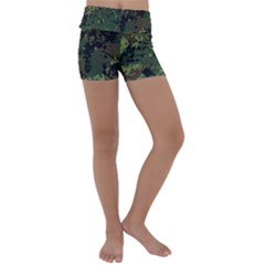 Military Background Grunge Style Kids  Lightweight Velour Yoga Shorts by Vaneshart