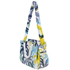 Colorful Summer Palm Trees White Forest Background Rope Handles Shoulder Strap Bag by Vaneshart